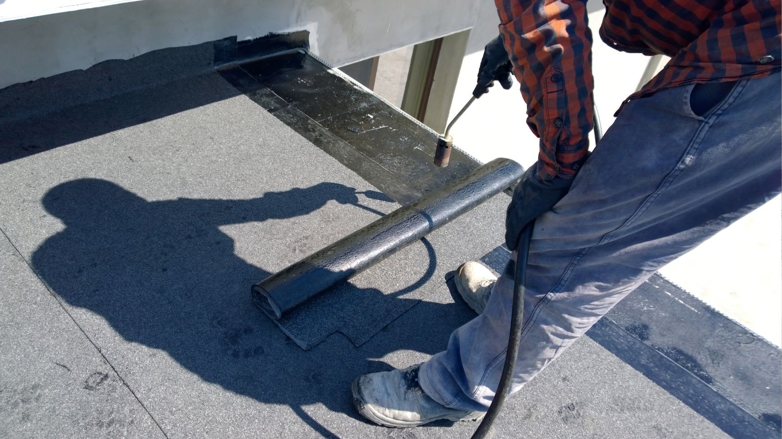 Close-up of a perfectly sealed flat roof